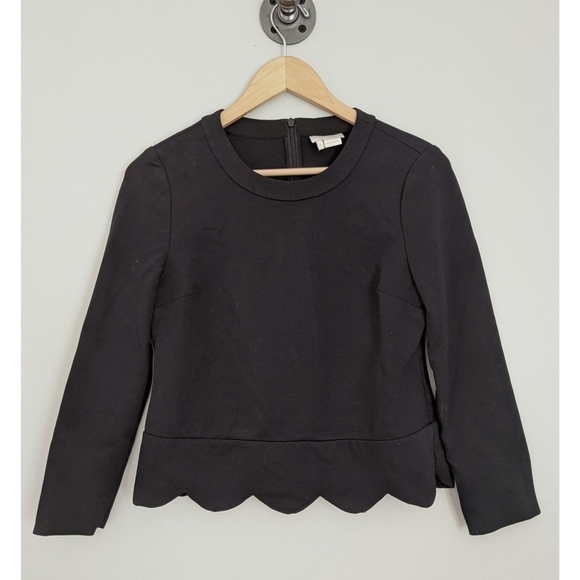 Kate Spade Black Ponte Scallop Crop Top Size 4 - Picture 2 of 7